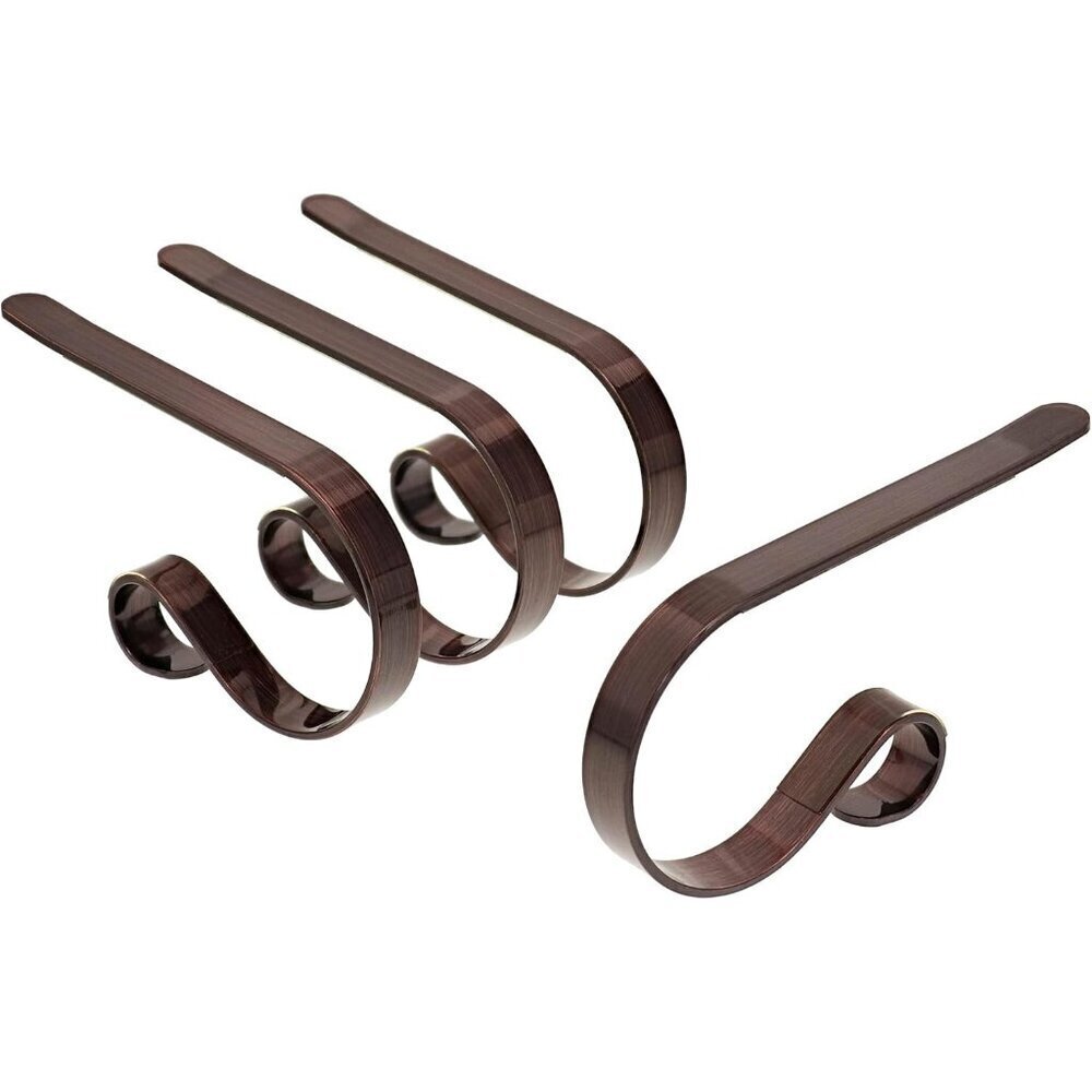 Adjustable Oil-Rubbed Bronze MantleClips - Safe 4 Pack for Holiday Stockings